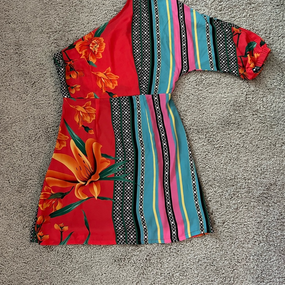 EUC SHEIN Multicolor One-Shoulder Dress 6 - Picture 9 of 10